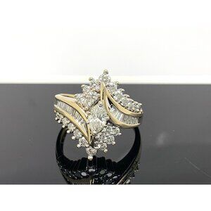 Cocktail Diamond Ring 1.00ctw 14k Yellow Gold Estate Jewelry Women's Size 9